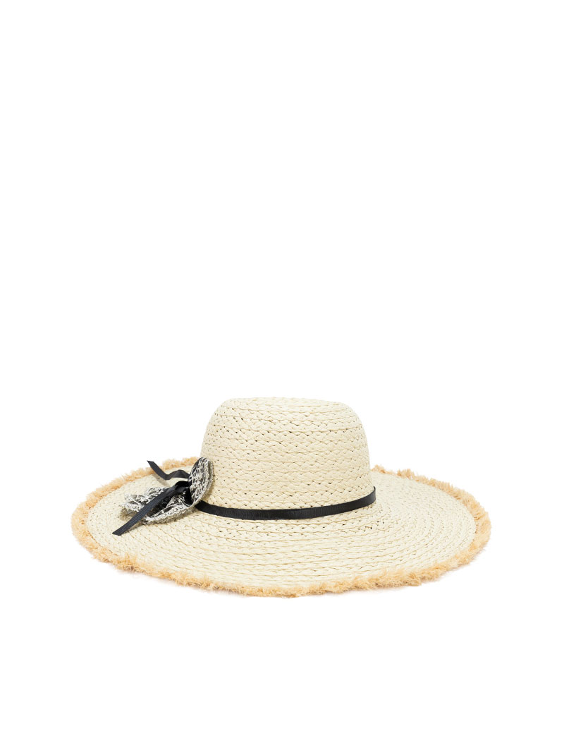 Chapeau en paille à nœud